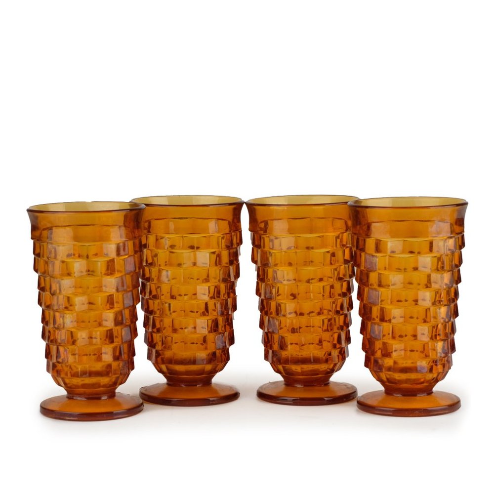 Indiana Colony Whitehall Harvest Gold Flared Iced Tea Glasses Set of 4